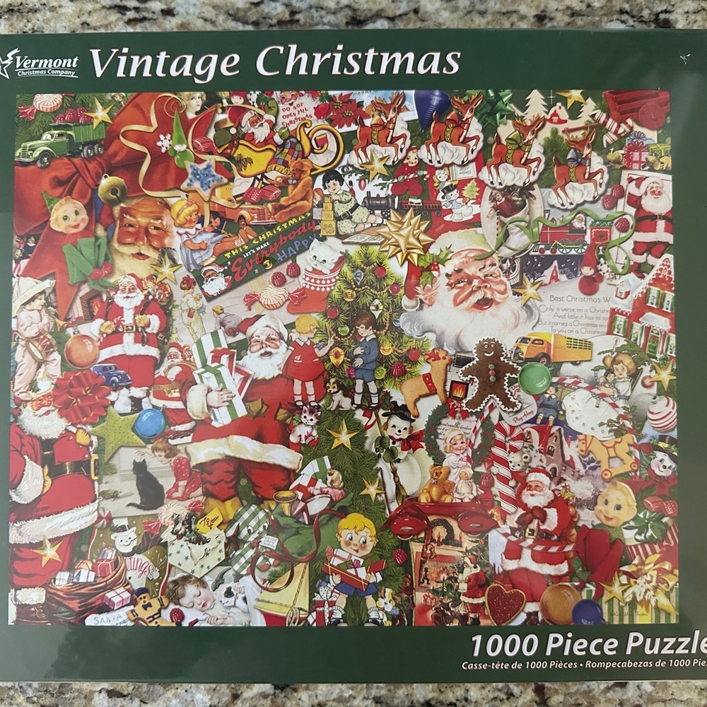 Vintage Christmas Collage 1000pc Jigsaw Puzzle 30 x 24" Vermont Christmas Co.